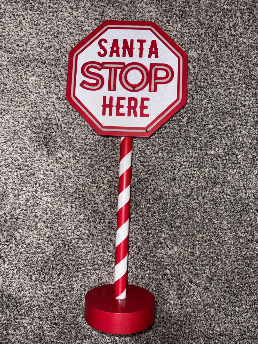 Light Up Santa Stop Here Sign Holiday Christmas Decor